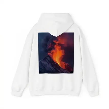 Erupting Volcano Lava Glowing Dark Sky