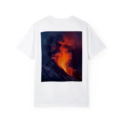 Erupting Volcano Lava Glowing Dark Sky