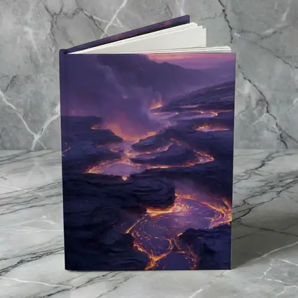 Glowing Lava Flow Purple Volcanic Landscape