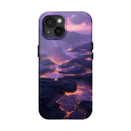 Glowing Lava Flow Purple Volcanic Landscape