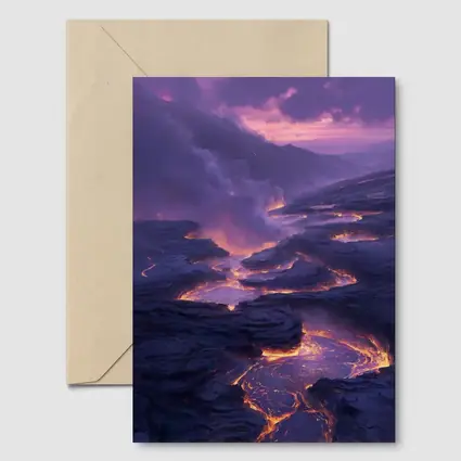 Glowing Lava Flow Purple Volcanic Landscape