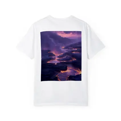 Glowing Lava Flow Purple Volcanic Landscape