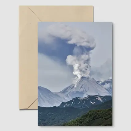 Erupting Volcano Ash Cloud Mountain Landscape