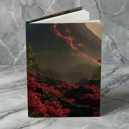 Erupting Volcano Lava Flow Tropical Flowers