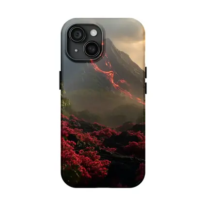 Erupting Volcano Lava Flow Tropical Flowers