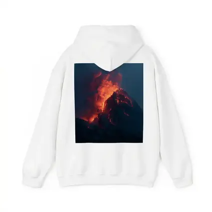 Erupting Volcano Glowing Lava Night Sky