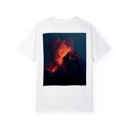 Erupting Volcano Glowing Lava Night Sky