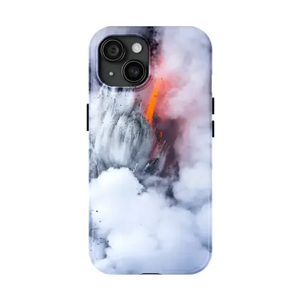 Lava Flow Erupting Through Steam Clouds