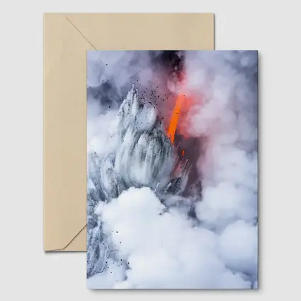Lava Flow Erupting Through Steam Clouds