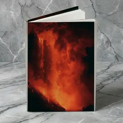 Volcanic Eruption Glowing Red Lava Night