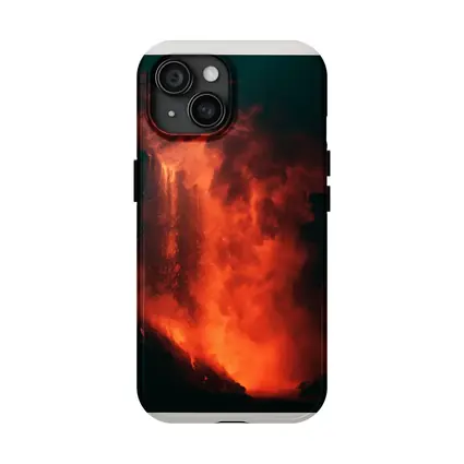 Volcanic Eruption Glowing Red Lava Night