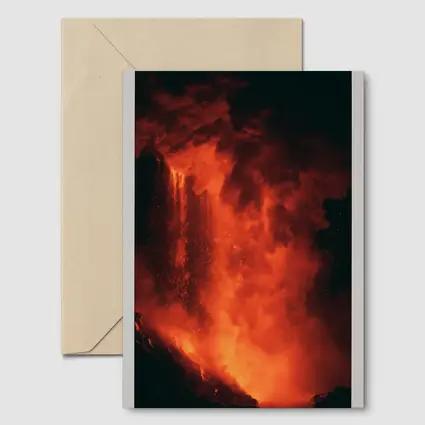 Volcanic Eruption Glowing Red Lava Night
