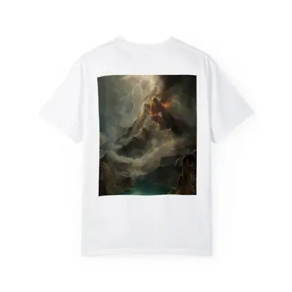 Volcano Lightning Storm Oil Painting Landscape