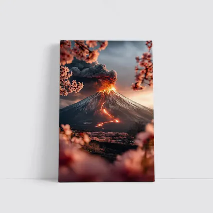 Erupting Volcano Cherry Blossoms Japan Landscape