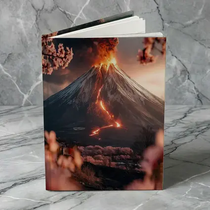 Erupting Volcano Cherry Blossoms Japan Landscape