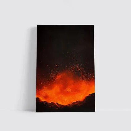 Volcanic Eruption Lava Explosion Dark Night