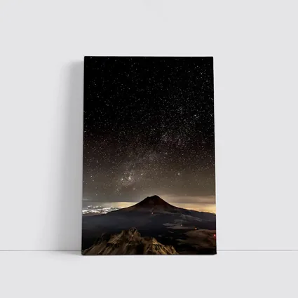 Volcano Peak Under Starry Night Sky