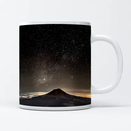 Volcano Peak Under Starry Night Sky