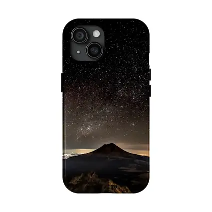Volcano Peak Under Starry Night Sky