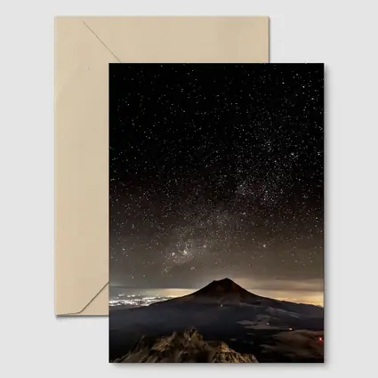Volcano Peak Under Starry Night Sky