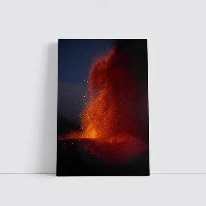 Volcano Lava Eruption Dark Night Sky