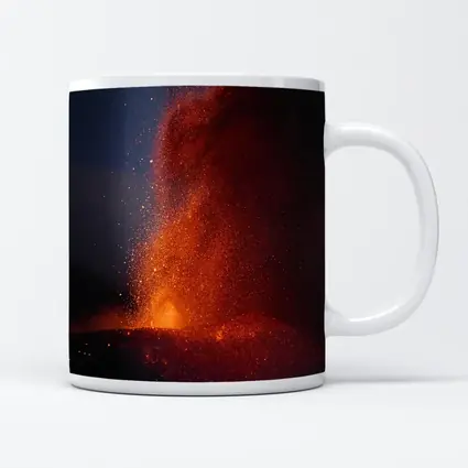Volcano Lava Eruption Dark Night Sky