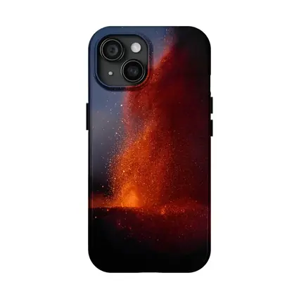 Volcano Lava Eruption Dark Night Sky