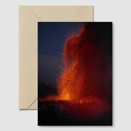 Volcano Lava Eruption Dark Night Sky