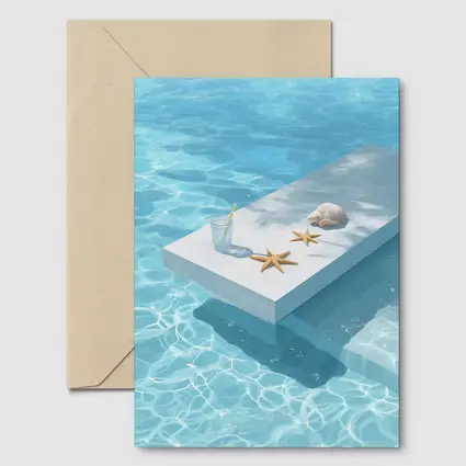 Summer Pool Starfish Seashell Clear Water