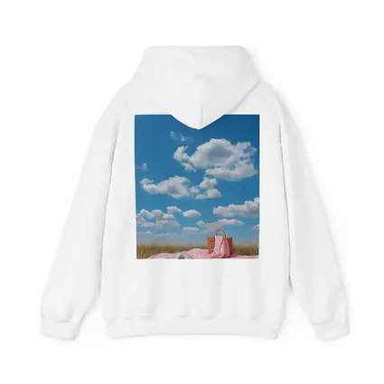 Pink Picnic Blanket Open Field Blue Sky