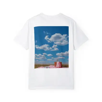 Pink Picnic Blanket Open Field Blue Sky
