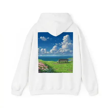 Anime Coastal Bench Scene Blue Sky