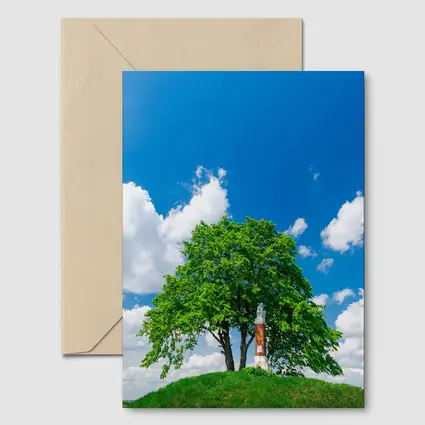 Lone Tree on Hill Blue Sky