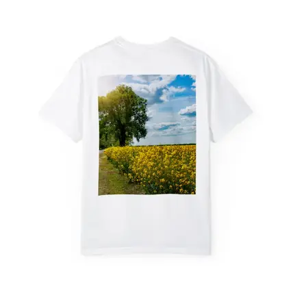 Yellow Rapeseed Field Road Large Tree