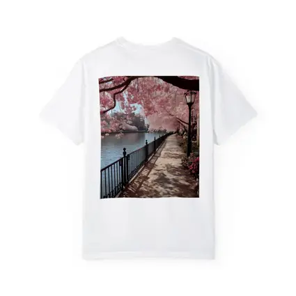 Cherry Blossom Waterfront Walkway Spring Scene