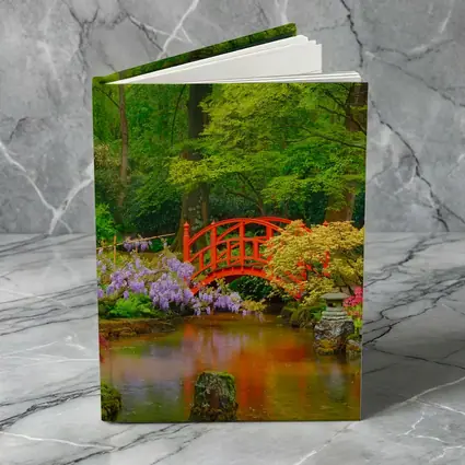 Red Bridge Japanese Garden Pond Flowers
