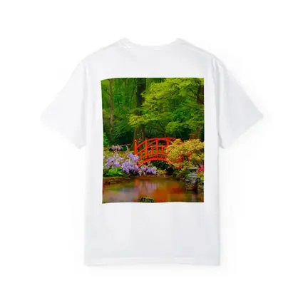 Red Bridge Japanese Garden Pond Flowers