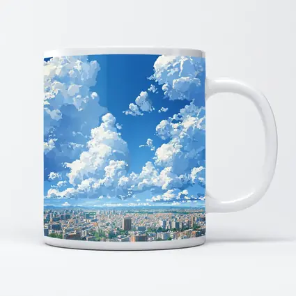 Anime City Skyline Blue Summer Sky