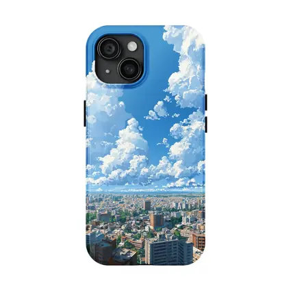 Anime City Skyline Blue Summer Sky