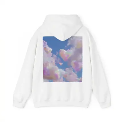 Pastel Rainbow Heart Clouds Blue Sky