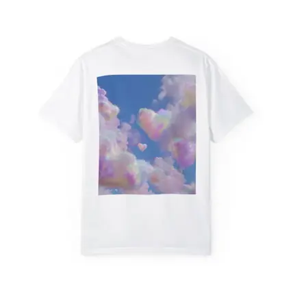 Pastel Rainbow Heart Clouds Blue Sky