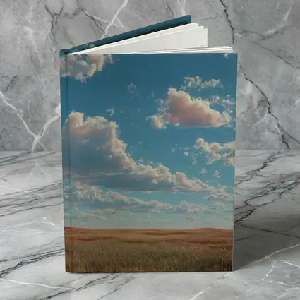 Golden Prairie Field Under Blue Cloudy Sky