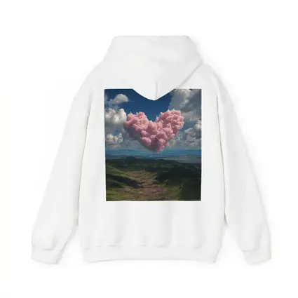 Pink Heart Cloud Over Green Hills
