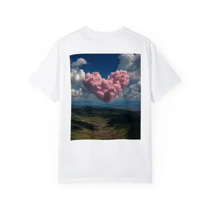 Pink Heart Cloud Over Green Hills