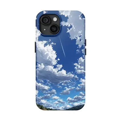 Anime Blue Sky Clouds Airplane Trail Art