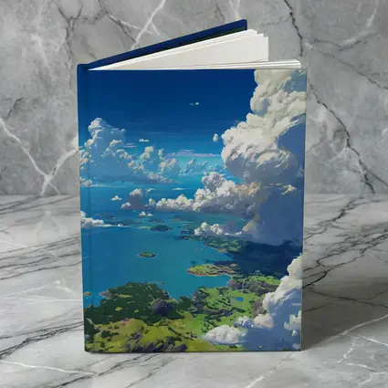 Anime Aerial View Islands Blue Sky Clouds