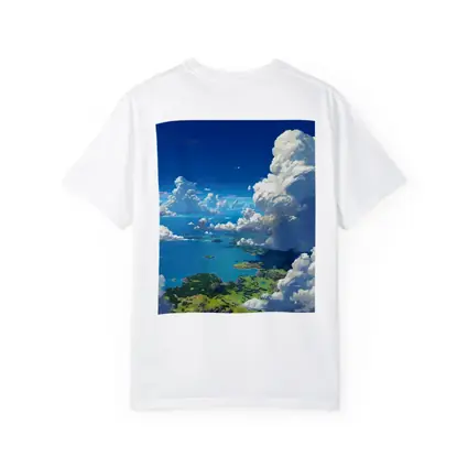 Anime Aerial View Islands Blue Sky Clouds