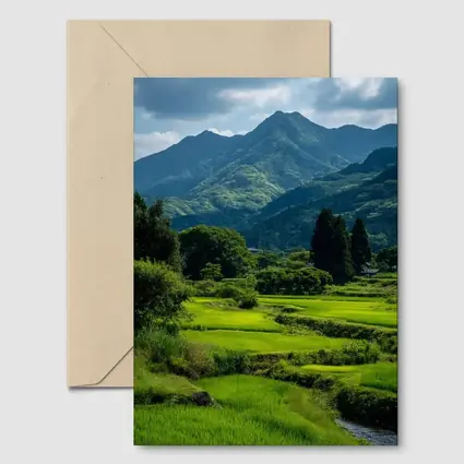 Japanese Rice Fields Mountain Landscape Photography
