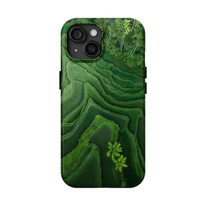 Aerial Green Rice Fields Bali Terraces
