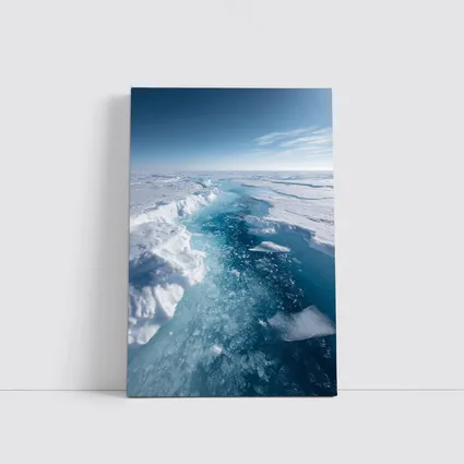 Arctic Ice Sheet Cracking Blue Frozen Landscape
